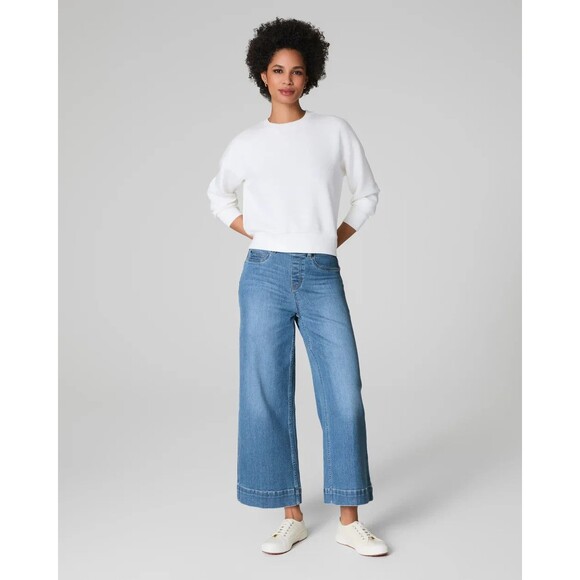 Sliming SPANXshape™ Original EveryWear Cropped High Waist Wide Leg Jeans, XS - Picture 1 of 8